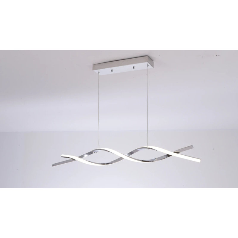 2- Pack Wave-shaped Led Pendant Light, 5ft Adjustable Cable, Dimmable, Cct Selectable (3000k/4000k/5000k), Modern Aluminum Hanging Fixture For Kitchen Island, Dining Room, Stairwell