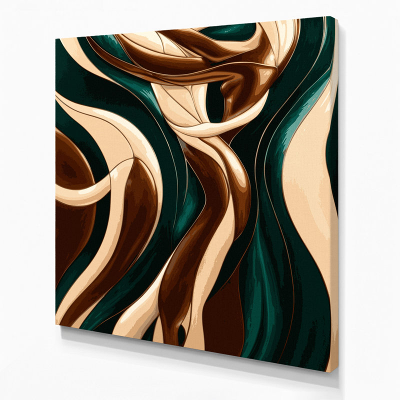 Abstrait art figuratif sur toile vert 46, H 12 po x l 12 po
