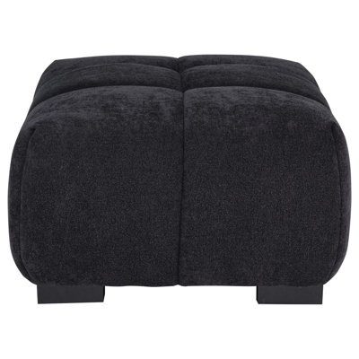 Hecy Modern Ottoman, Tufted Seat, Sculpted Black Upholstery, 39 Inch