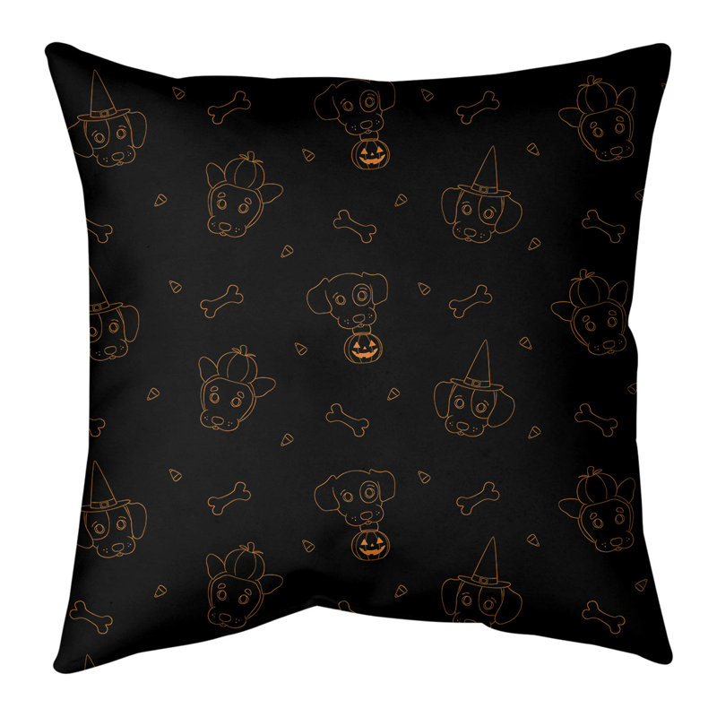 Linen Reversible Throw Pillow, 20" x 20", Black/Orange