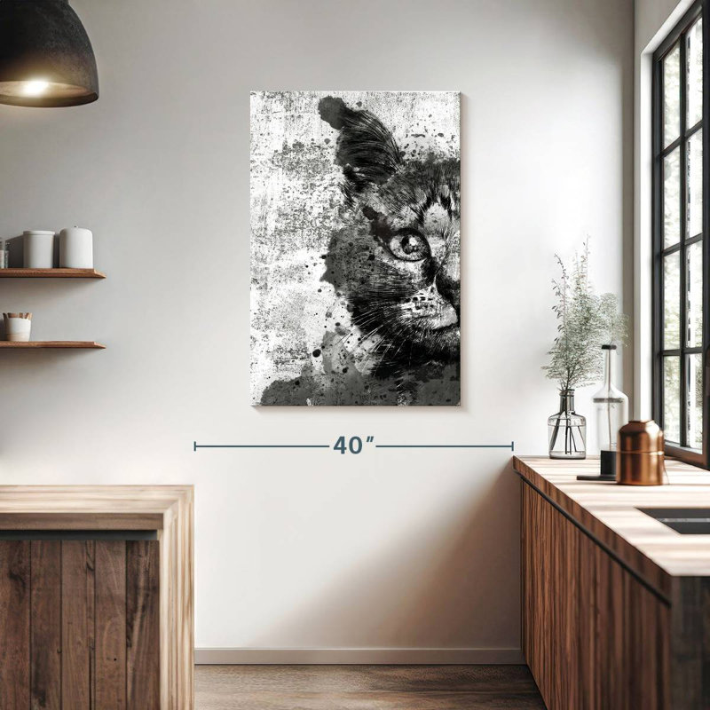 Brampt Cat Face Black And White, 39" H x 26" W