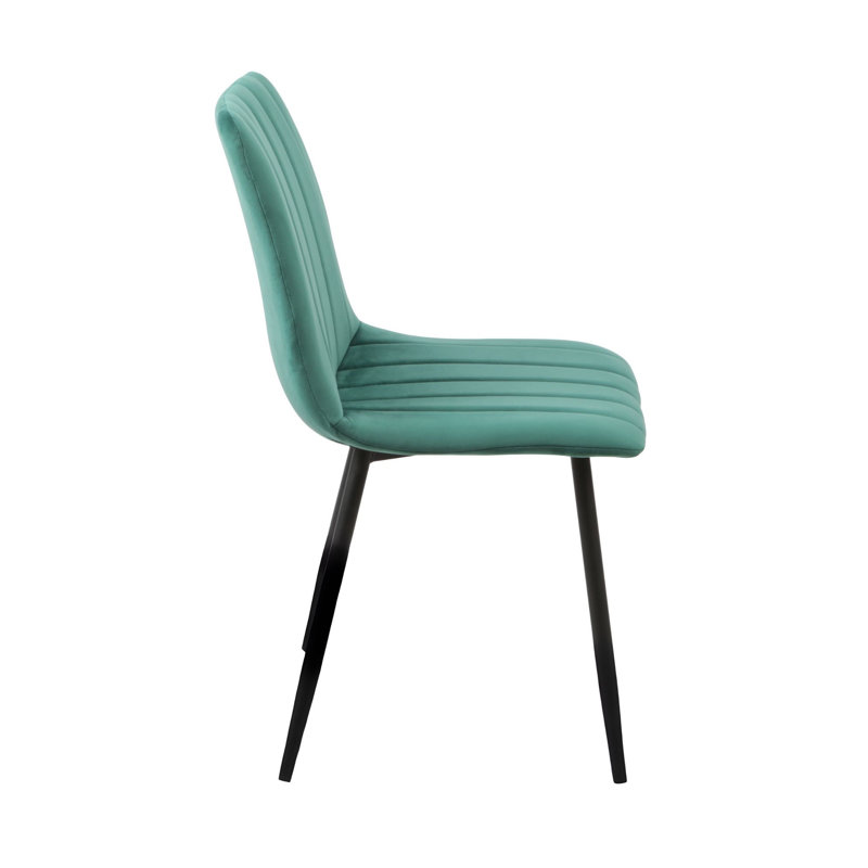 38cm H Velvet Upholstered Metal Upholstered Back Side Chair in Green