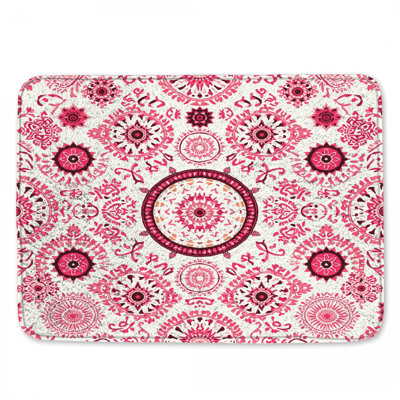Tapis de bain rose à motif mandala