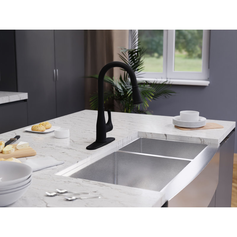 Robinet de cuisine à poignée simple sans contact avec accessoires Sifo, Noir mat