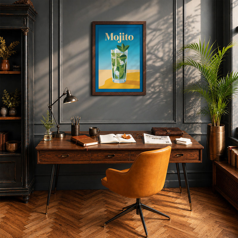 Mojito Summer Retro - Framed Print, Walnut, A3 - 42.0 x 29.7 cm