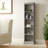 Whiffletree Tall Narrow 5 Shelf Bookcase, Grey and Antique Wax Finish, Corona Design