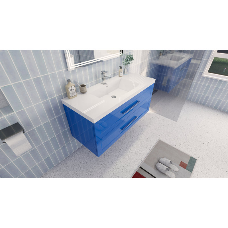 Ensemble de meuble-lavabo mural simple 47 "vicaro, Bleu clair