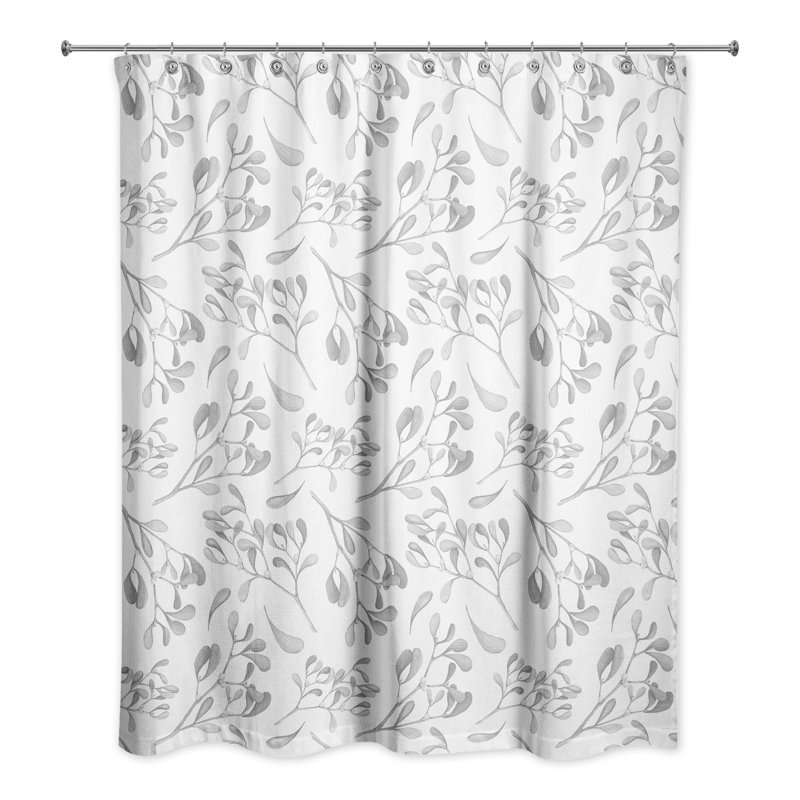 Perine Floral Shower Curtain, Gray