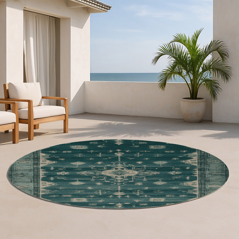 Tapis gris intérieur et extérieur surteint, Rond 5 pi