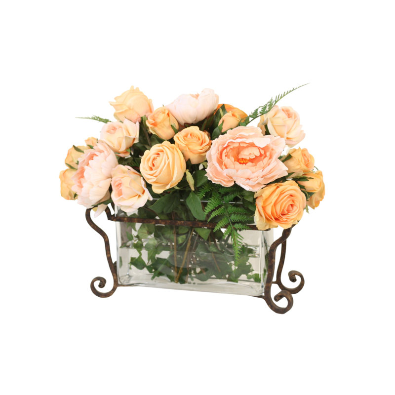 Polysilk Rose Arrangement in Vase