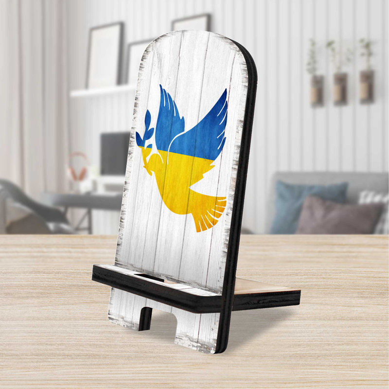 Support de bureau Designocracy bleu / jaune / blanc, H 6 po x l 3 po x P 3 po