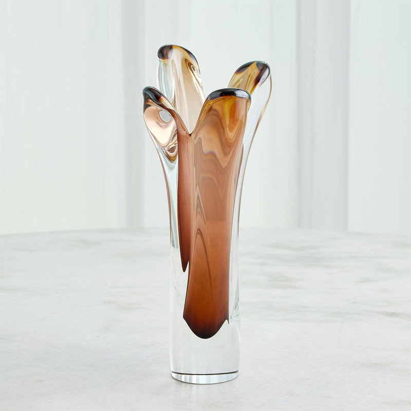 Iris Vase-Dark Amber-Sm, 14" H x 6" W x 6" D