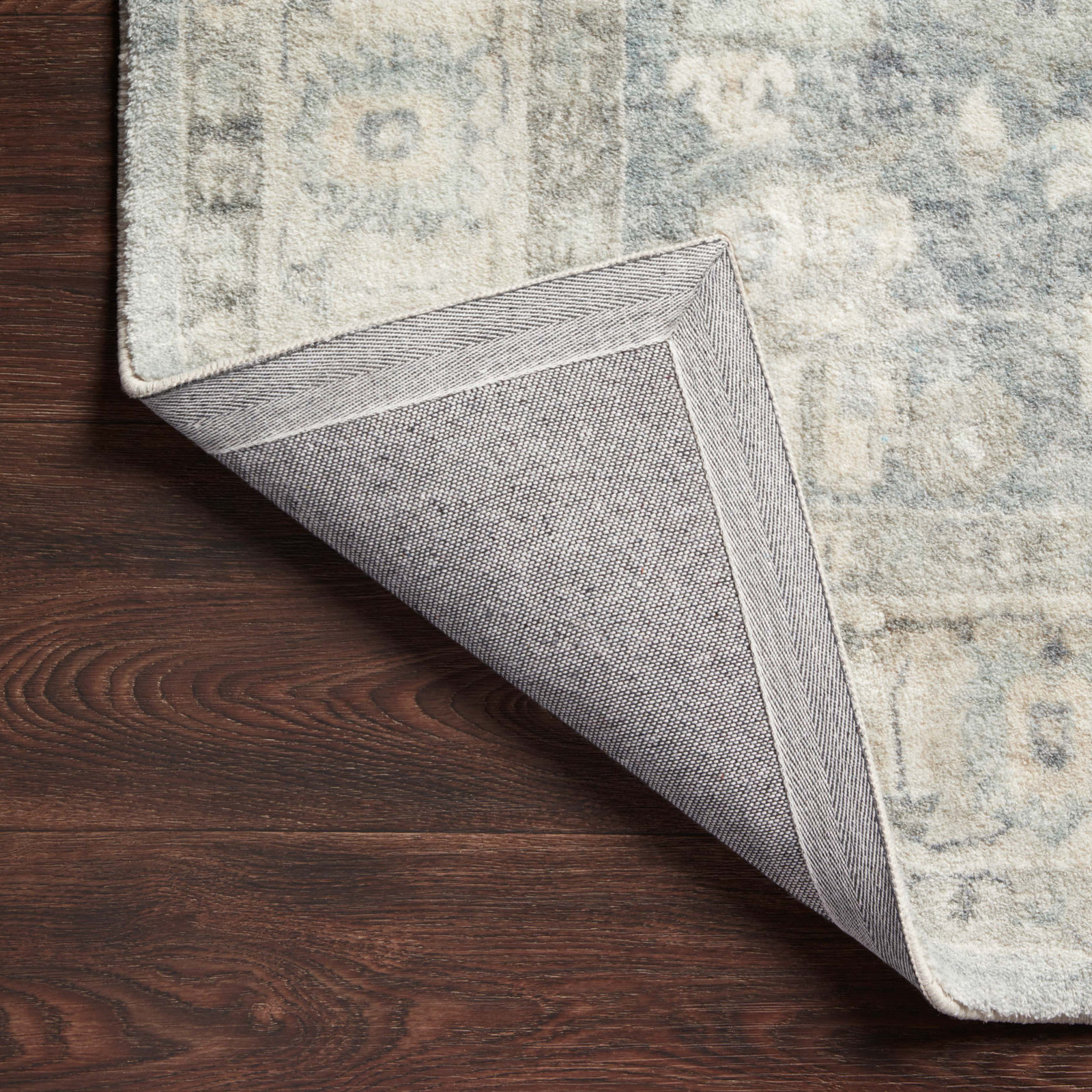 Sera Denim Fog Oriental Rug, Square 1'6"