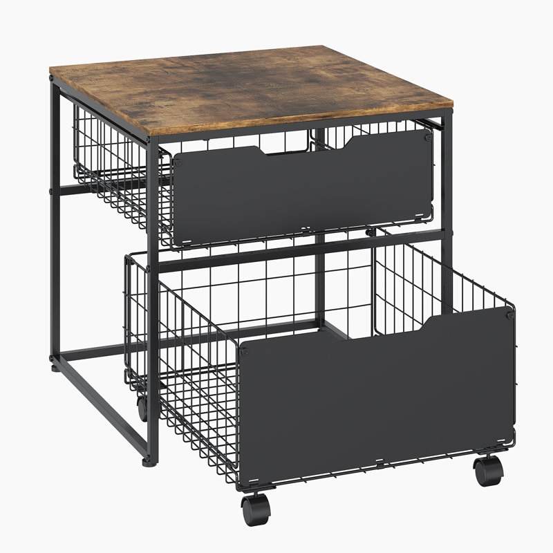 63 cm W Storage Rack, Walnut/Black