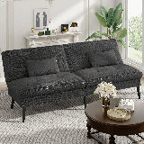 Convertible Futon Sofa Bed, Sleeper Futon Couch Bed Adjustable Backrest Couch, Folding Futon Sleeper Recliner, 69? Modern Futon Loveseat For Living Room, Bedroom, Office, Apartment, Dorm