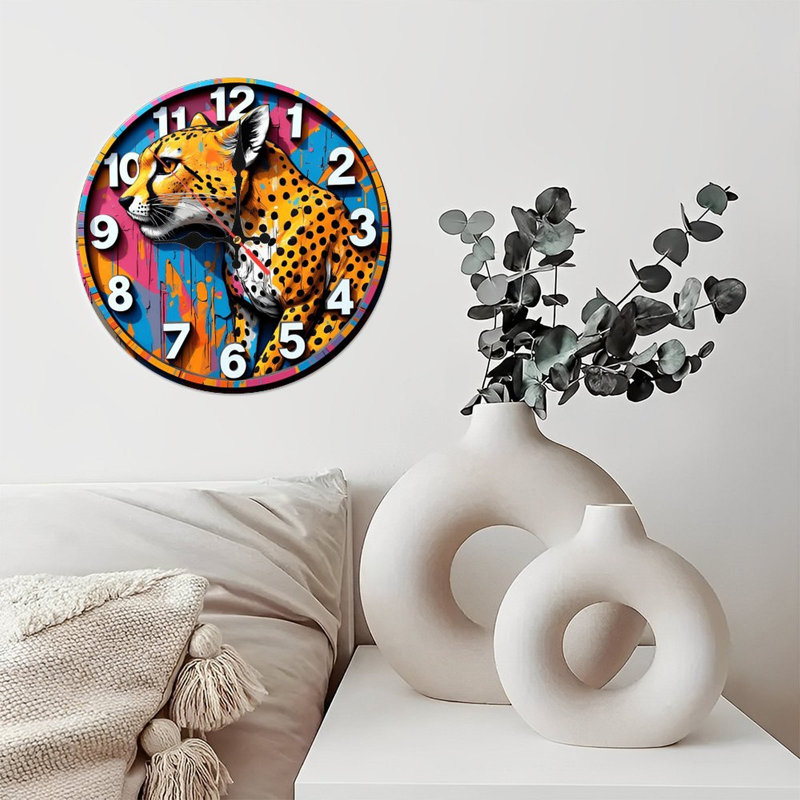 Horloge murale artistique léopard