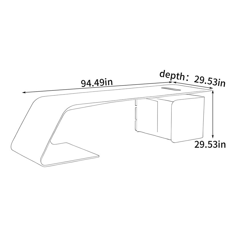 Bureau d'ordinateur, H 29,53 po x l 94,49 po x P 29,53 po