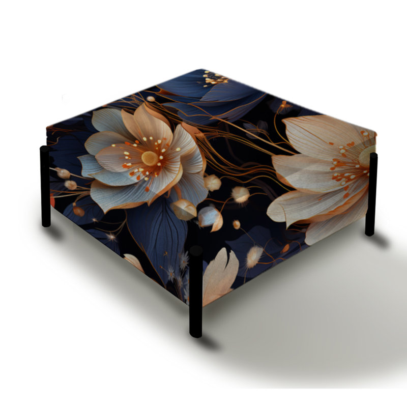 Ultramoderne motif floral botanique - grand repose-pieds carré floral