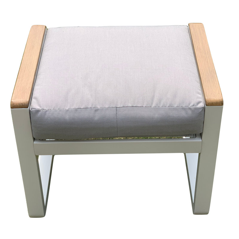 Repose-pieds d'extérieur en aluminium avec coussin gris 2 pièces Vesali, Blanc / Blanc