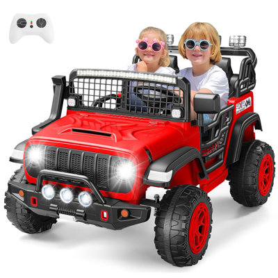 Voiture électrique à 2 places pour enfants de 4 à 8 ans Alex, télécommande, 2 moteurs de 200 W, sièges larges de 20 po, suspension Sping, Bluetooth et musique, charge maximale de 110 lb, lumières DEL, 3 vitesses