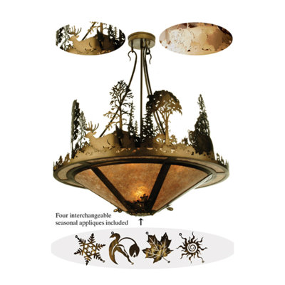 Luminaire suspendu en cuivre antique 7 lumières Wildlife On The Loose