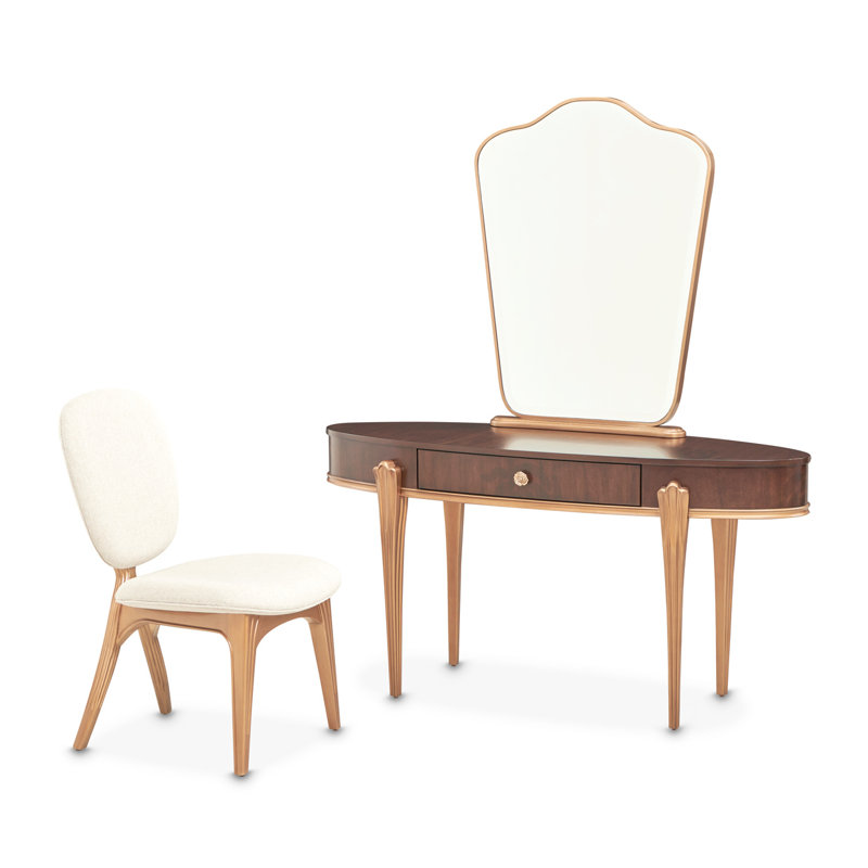  Camellia Field Vanity Set with Mirror and Chair