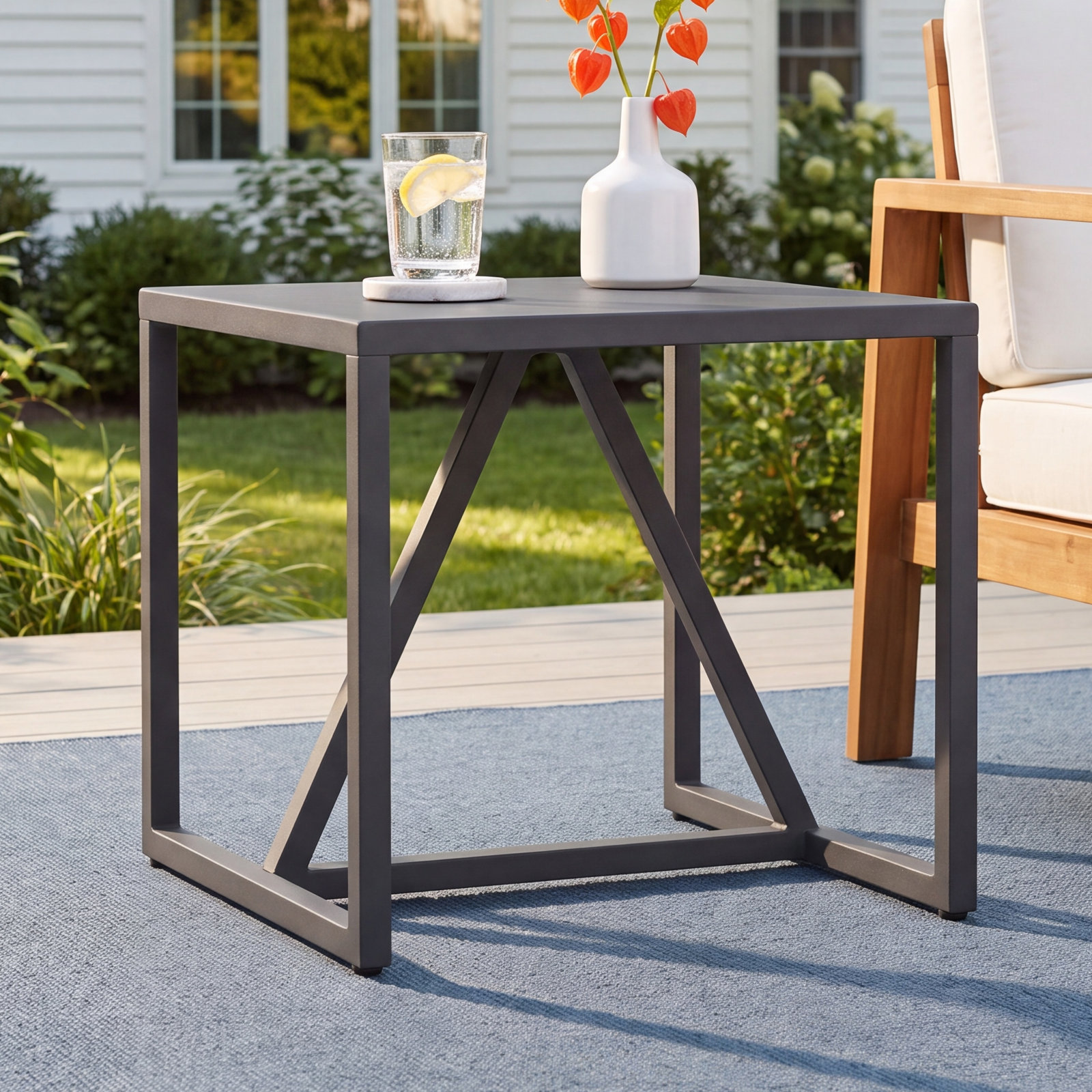 Strut Patio Table, 12" H x 40" W x 40" D, Carbon