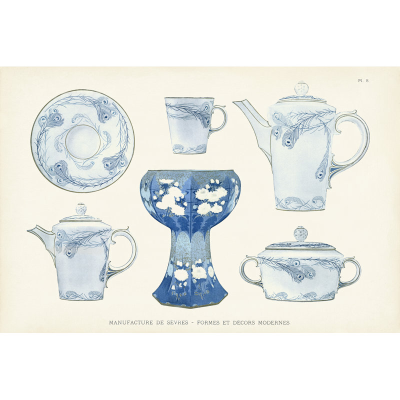 Sevres Porcelain Collection IV by Vision Studio -  Graphic Art, 61 cm H x 91 cm W, Black Floater Framed