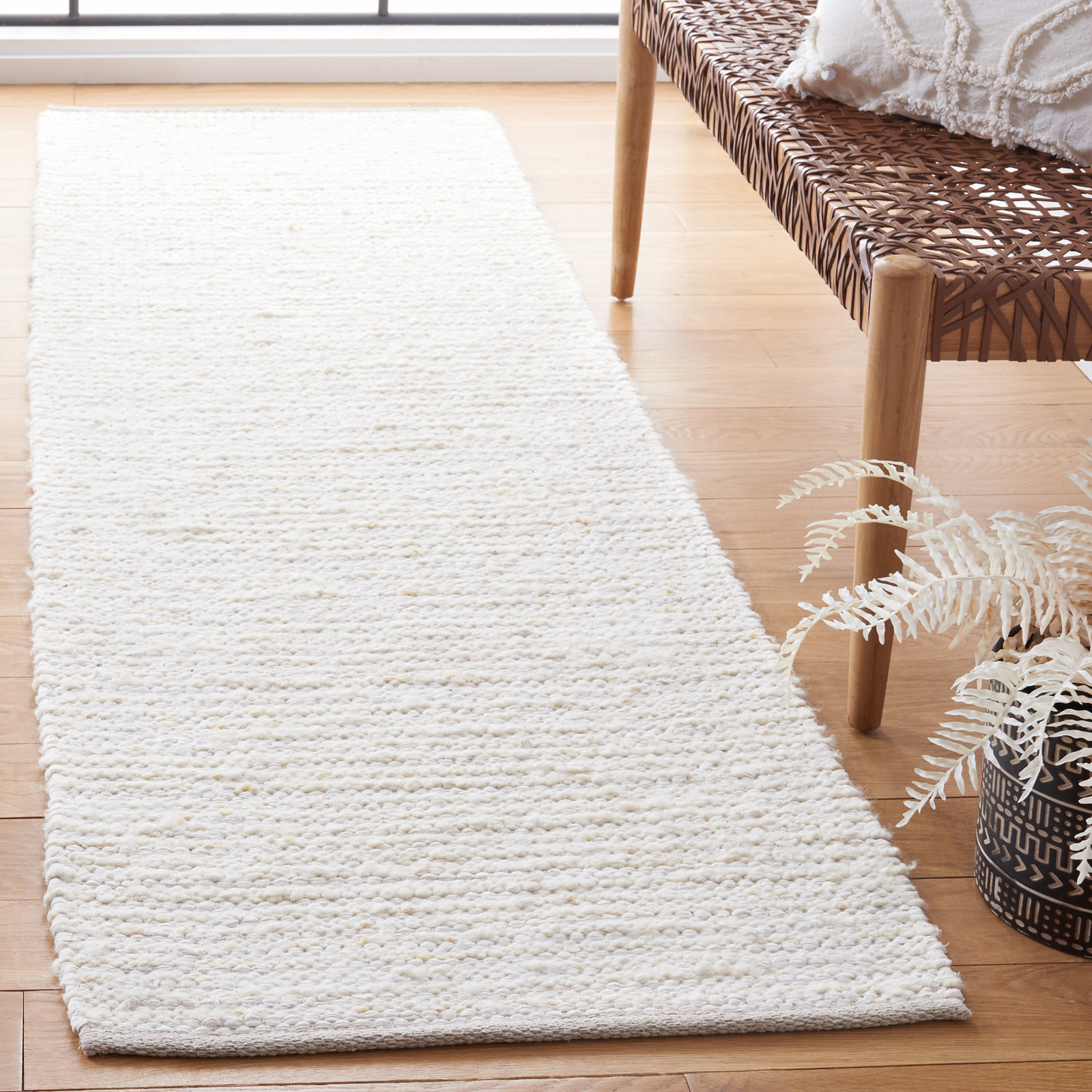 Garret Ivory Beige Hand-Woven Flatweave Rug, Runner 2'3" x 8'