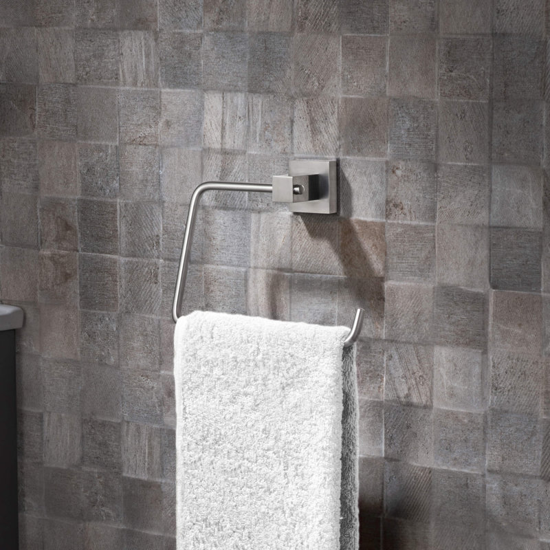 Cube Bathroom Towel Ring, Brushed Nickel