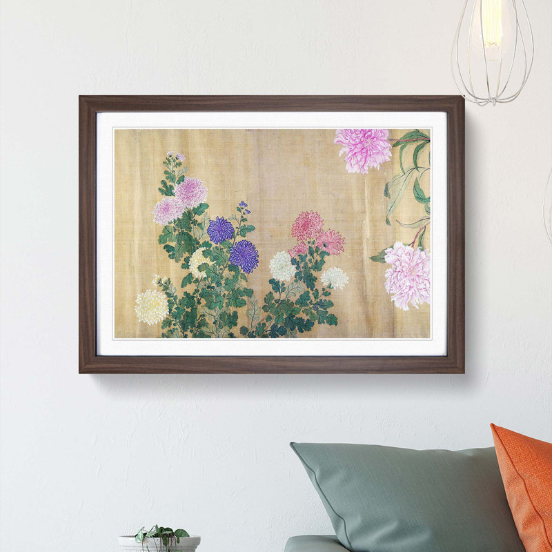 One Hundred Flowers Vol.3 by Yun Shouping - Picture Frame Painting Print, 36cm H x 48cm W x 2cm D, Walnut Framed