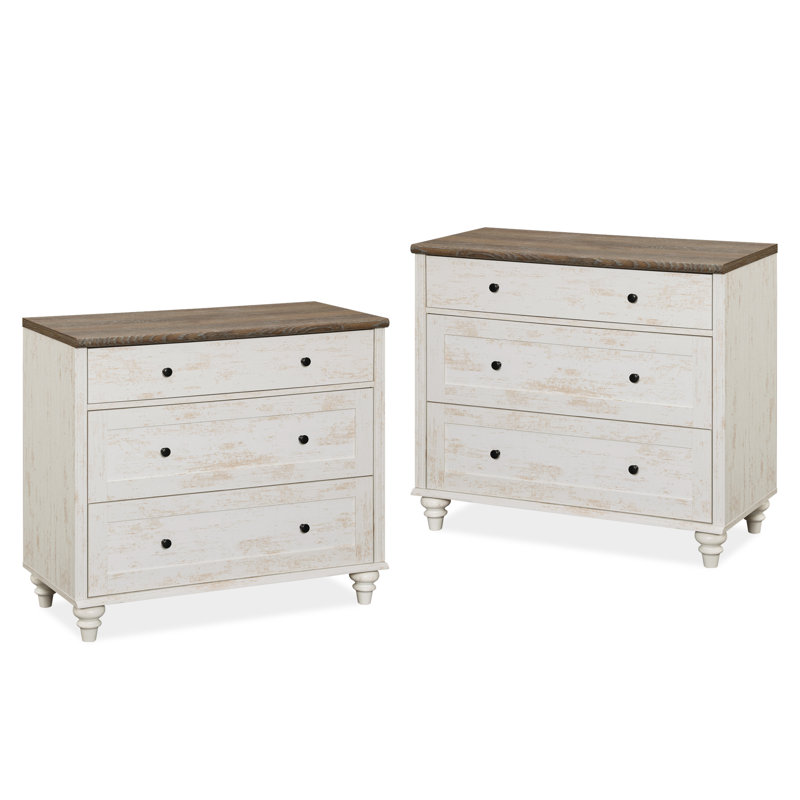 Scarlett End Table For Bedroom With 3 Drawers, Mid Century Modern Wooden Closet Storage Organizer, 1
