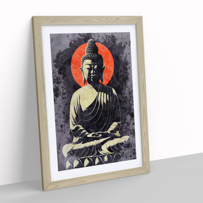 Fabulous Buddha - Single Picture Frame Print, 34cm H x 25cm W x 2cm D, Oak