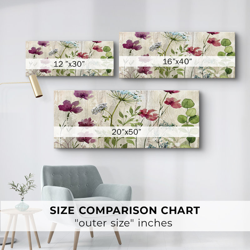 Meadow Flowers I - Toile tendue avec châssis - Prêt à accrocher, H 12 po x l 30 po