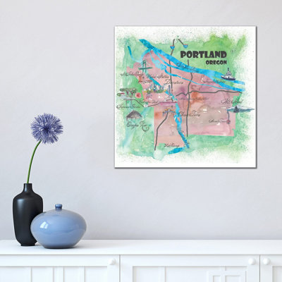 Portland, Oregon Travel Poster by Markus & Martina Bleichner - Wrapped Canvas Gallery-Wrapped Canvas Giclée