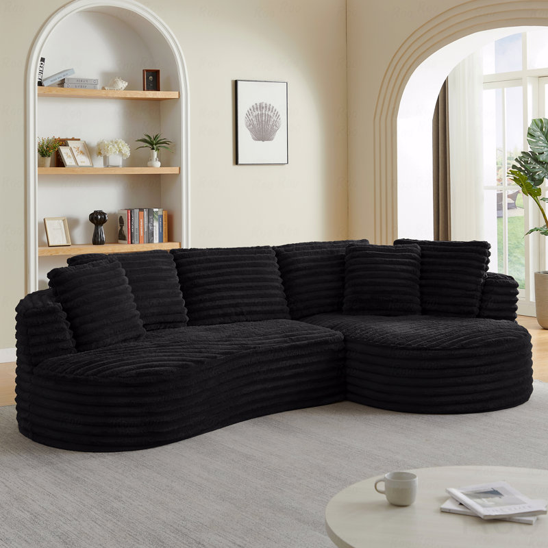 Sleeper, Modern  Curved L-Shape Luxury Basic Sectional Sofa Oversized Sofa: Minimalist Design, Comfy  Couch