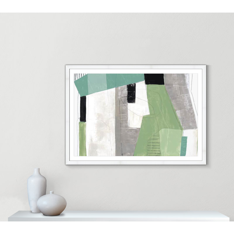«Evergreen Essence» par Tom Reeves, Blanc, H 39 po x l 55 po x P 1,25 po, Cadre blanc en forme de cube - reproduction d'art