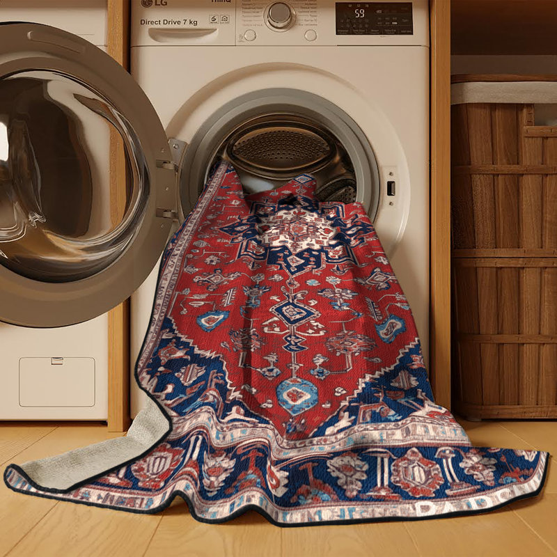 Tapis brun lavable à la machine, Rond 3 pi