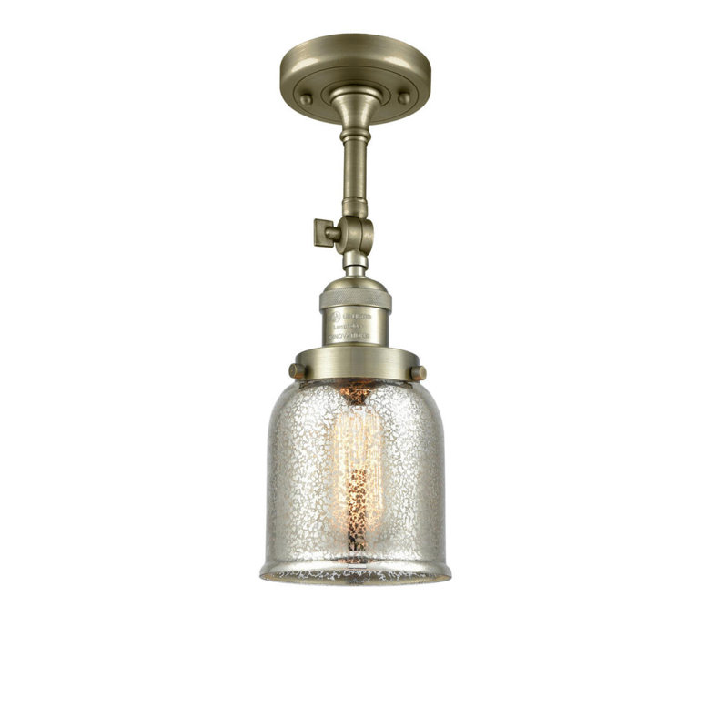 Applique murale 1 lumière 8 po Bell, Laiton antique, Argent mercuré, Ampoule non incluse