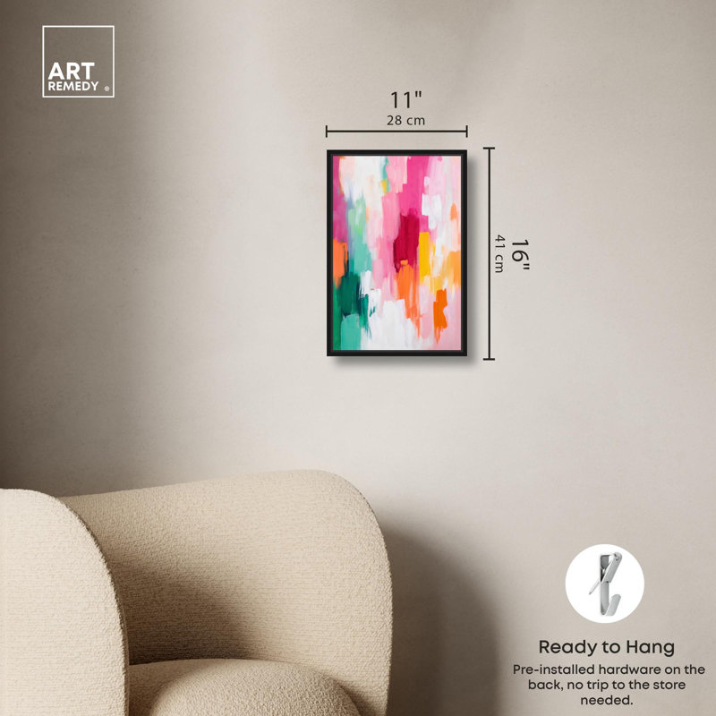 Art Remedy Neon Colours Abstract Canvas, Black Floater Framed, 16" H x 11" W