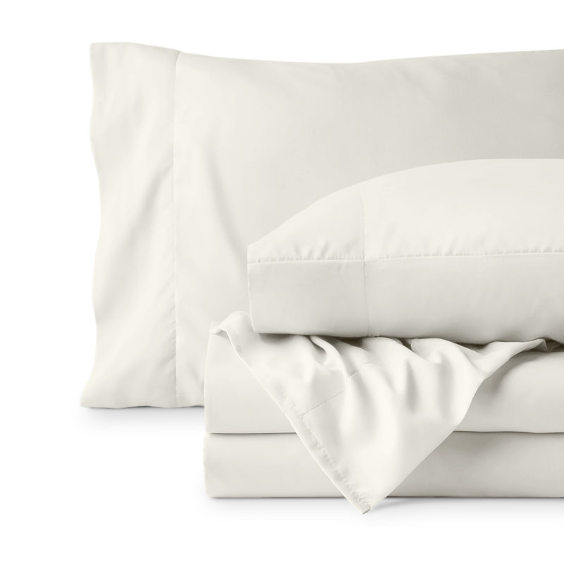 Ensemble de draps en micro-fibre, Ensemble de draps pour taille de lit double TG ave, Crème