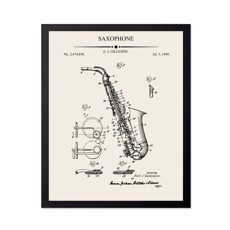 Plan du saxophone, Sans cadre, Affiche, H 08 po x l 10 po