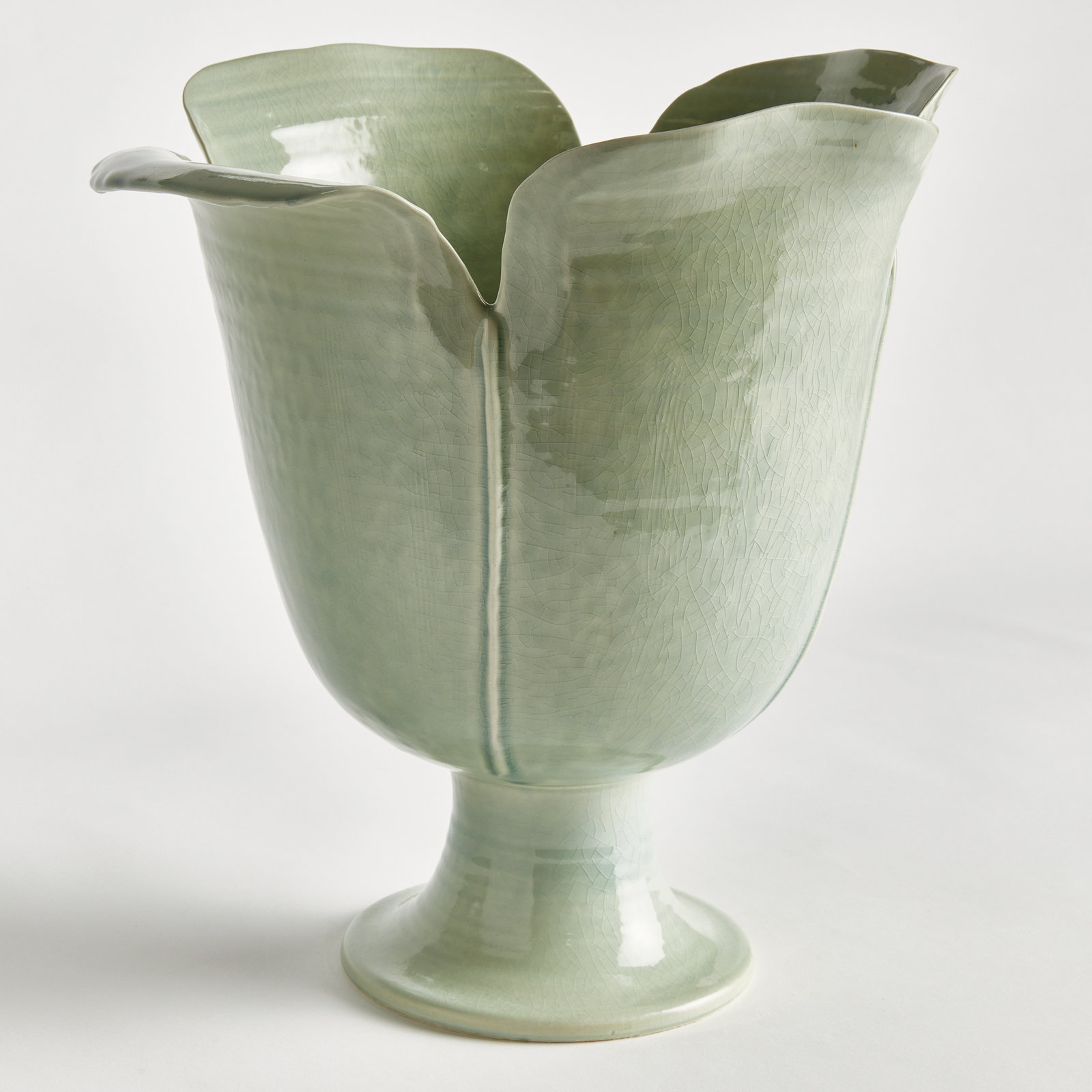 Rachana Handmade Ceramic Table Vase, 16" H x 15" W x 15.5" D, Celadon