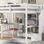 Lit mezzanine double avec bureau en L et tiroirs, armoire et escalier de rangement