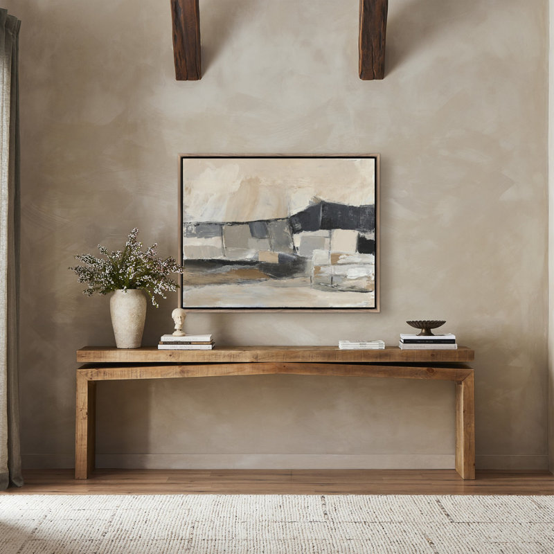 Chalet Painting by Melanie Biehle, Rustic Walnut Canvas Floater Framed, 31.5" H x 40" W