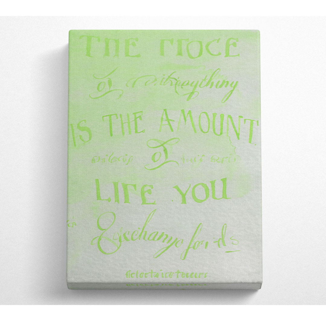 Berühmtes Zitat Henry David Thoreau The Price Of Anything Lime Green - Wrapped Canvas Typography