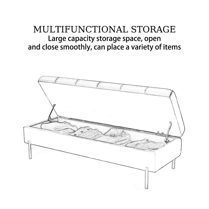 Light Gray Upholstered Bench, Light Gray, 15.75" H x 70.87" W x 15.75" D