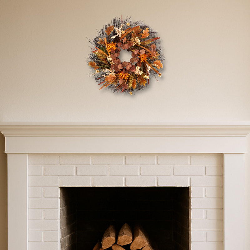 Dahlia and Berries Artificial Fall Wreath
