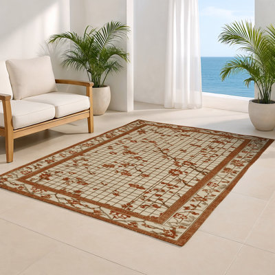 ArtDeco Beige Indoor and Outdoor Area Rug