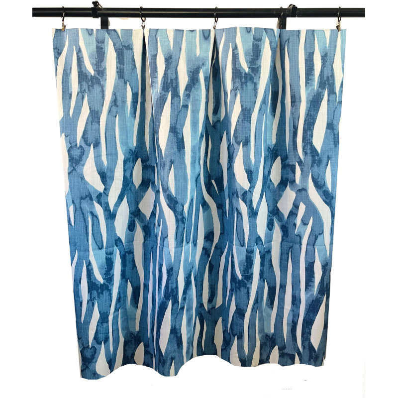 Rideaux à rayures abstraites indigo bleu turquoise foncé, L 25 po x L 84 po